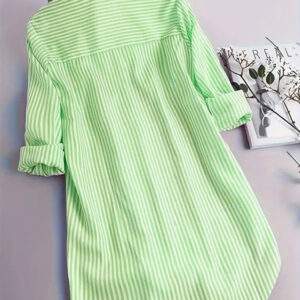 Blusa mujer verde a rayas manga corta