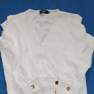 Blusa mujer blanca botones dorados
